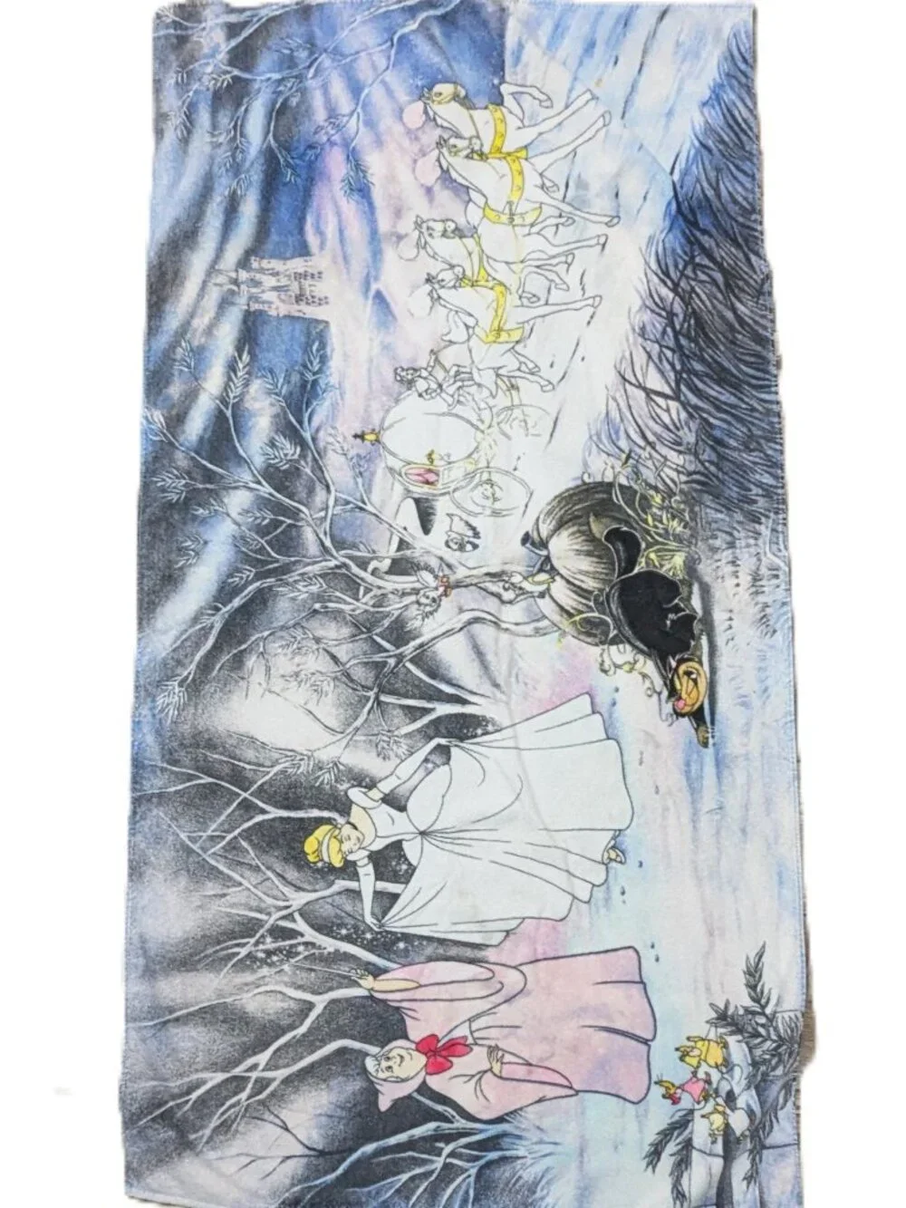 Disney Cinderella Fairy Godmother Beach Towel 90s RARE Dress Scene Flaws